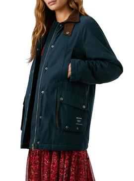 Giacca Pepe Jeans Tess impermeabile blu marino per donna