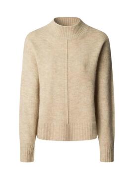 Maglia Pepe Jeans Cecil collo Perkins beige per donna