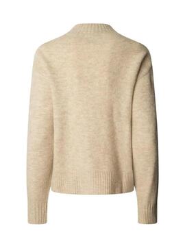 Maglia Pepe Jeans Cecil collo Perkins beige per donna