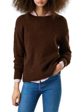 Maglia Pepe Jeans Cecil marrone a girocollo per donna