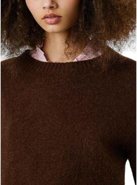 Maglia Pepe Jeans Cecil marrone a girocollo per donna