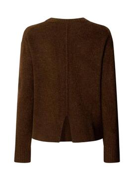 Maglia Pepe Jeans Cecil marrone a girocollo per donna