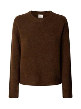 Maglia Pepe Jeans Cecil marrone a girocollo per donna