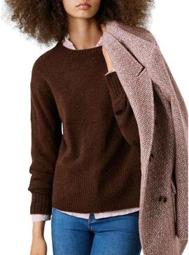 Maglia Pepe Jeans Cecil marrone a girocollo per donna