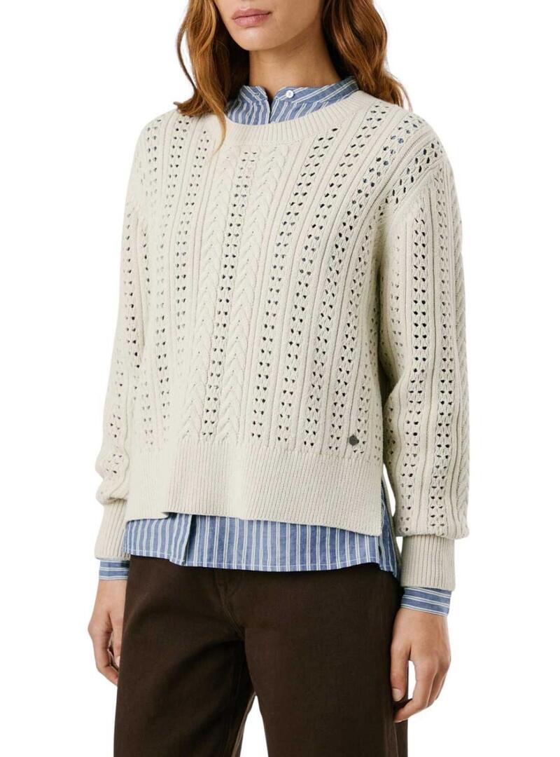 Maglione Pepe Jeans Candide a maglia beige per donna
