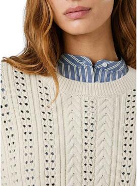 Maglione Pepe Jeans Candide a maglia beige per donna