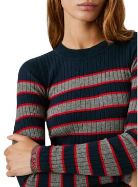 Maglione a coste a righe stampato Pepe Jeans Clarisse per donna.