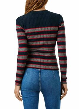 Maglione a coste a righe stampato Pepe Jeans Clarisse per donna.