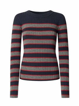 Maglione a coste a righe stampato Pepe Jeans Clarisse per donna.