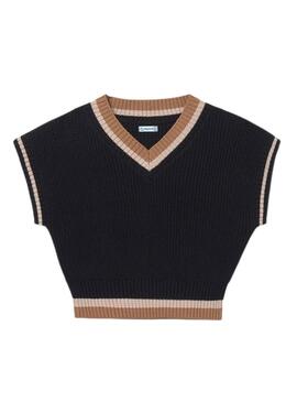 Gilet Mayoral in maglia a contrasto nero per bambina.