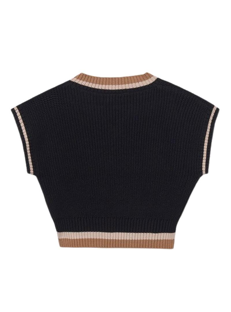 Gilet Mayoral in maglia a contrasto nero per bambina.