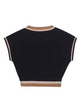 Gilet Mayoral in maglia a contrasto nero per bambina.