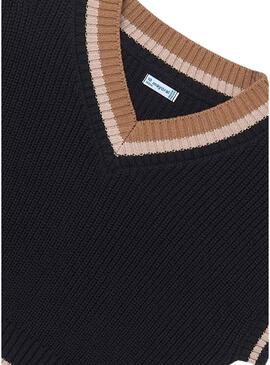 Gilet Mayoral in maglia a contrasto nero per bambina.