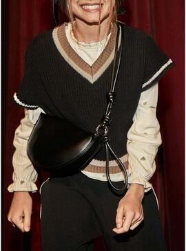 Gilet Mayoral in maglia a contrasto nero per bambina.