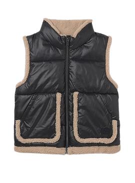 Gilet Mayoral con contrasti in montone nero per bambina