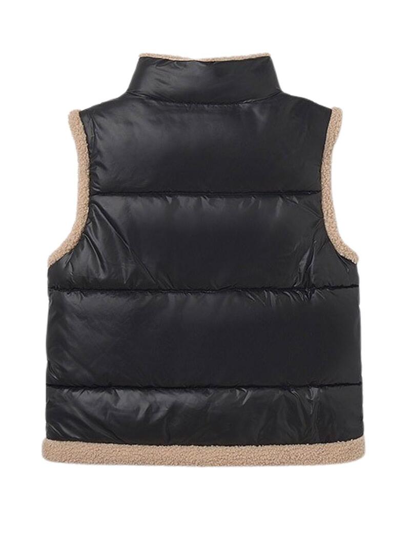 Gilet Mayoral con contrasti in montone nero per bambina