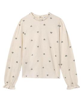 Maglietta Mayoral in pizzo di bambù beige per ragazza