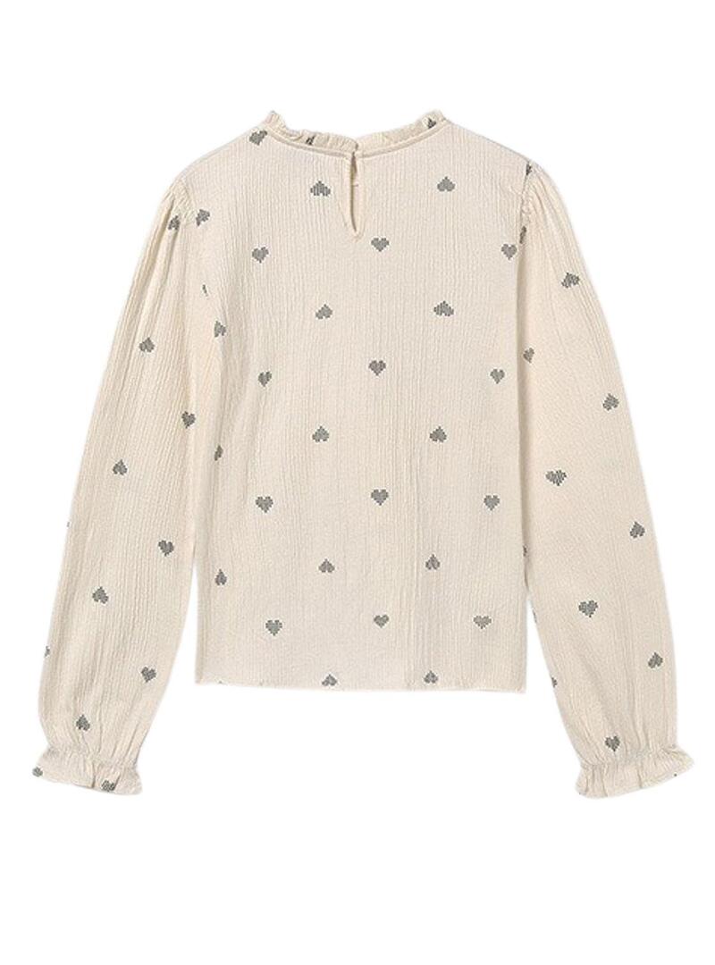 Maglietta Mayoral in pizzo di bambù beige per ragazza