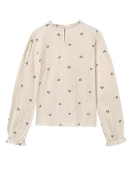 Maglietta Mayoral in pizzo di bambù beige per ragazza