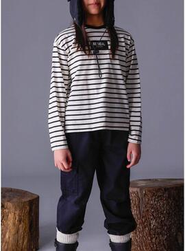 Maglietta Mayoral oversize a righe nera per bambina