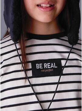 Maglietta Mayoral oversize a righe nera per bambina