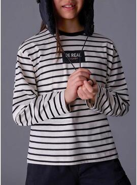 Maglietta Mayoral oversize a righe nera per bambina