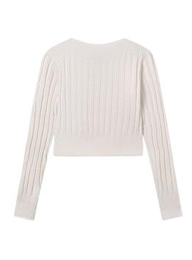 Maglia Mayoral con dettagli a costine beige per ragazza.