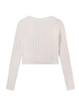 Maglia Mayoral con dettagli a costine beige per ragazza.