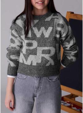 Maglia Mayoral jacquard grigia per ragazza