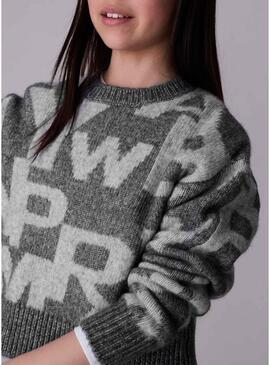 Maglia Mayoral jacquard grigia per ragazza