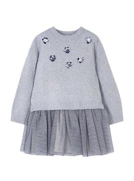 Abito maglieria grigio per bambina.