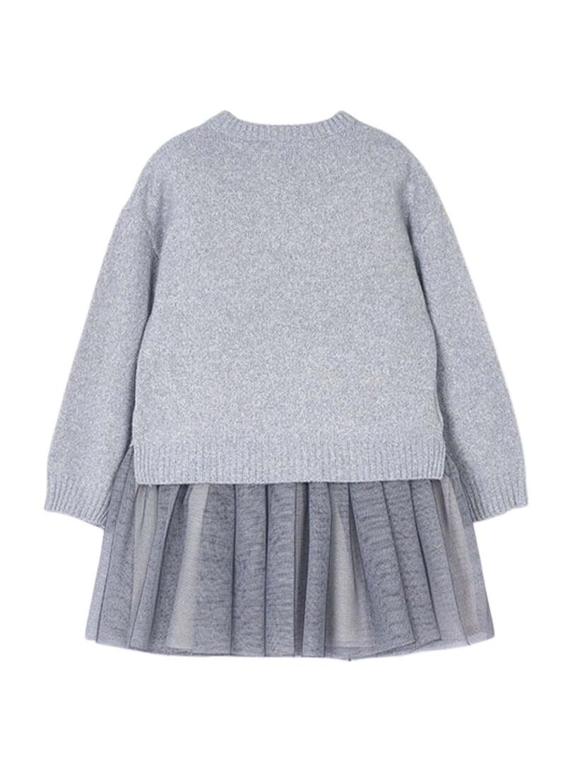 Abito maglieria grigio per bambina.