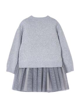 Abito maglieria grigio per bambina.