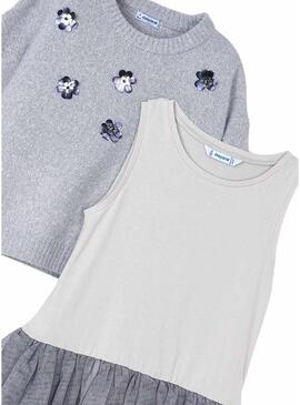 Abito maglieria grigio per bambina.