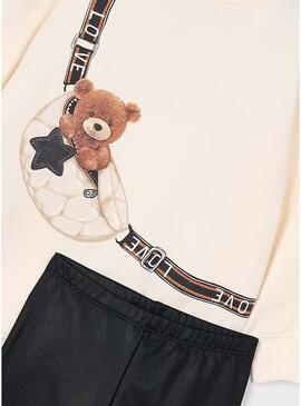 Set Mayoral leggings e felpa con orsetto per bambina