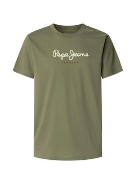 Maglietta Pepe Jeans Eggo verde con logo per uomo