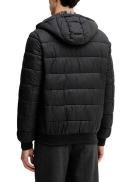 Giacca Pepe Jeans trapuntata con cappuccio nera per uomo