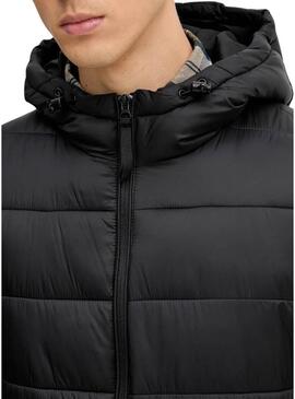 Giacca Pepe Jeans trapuntata con cappuccio nera per uomo