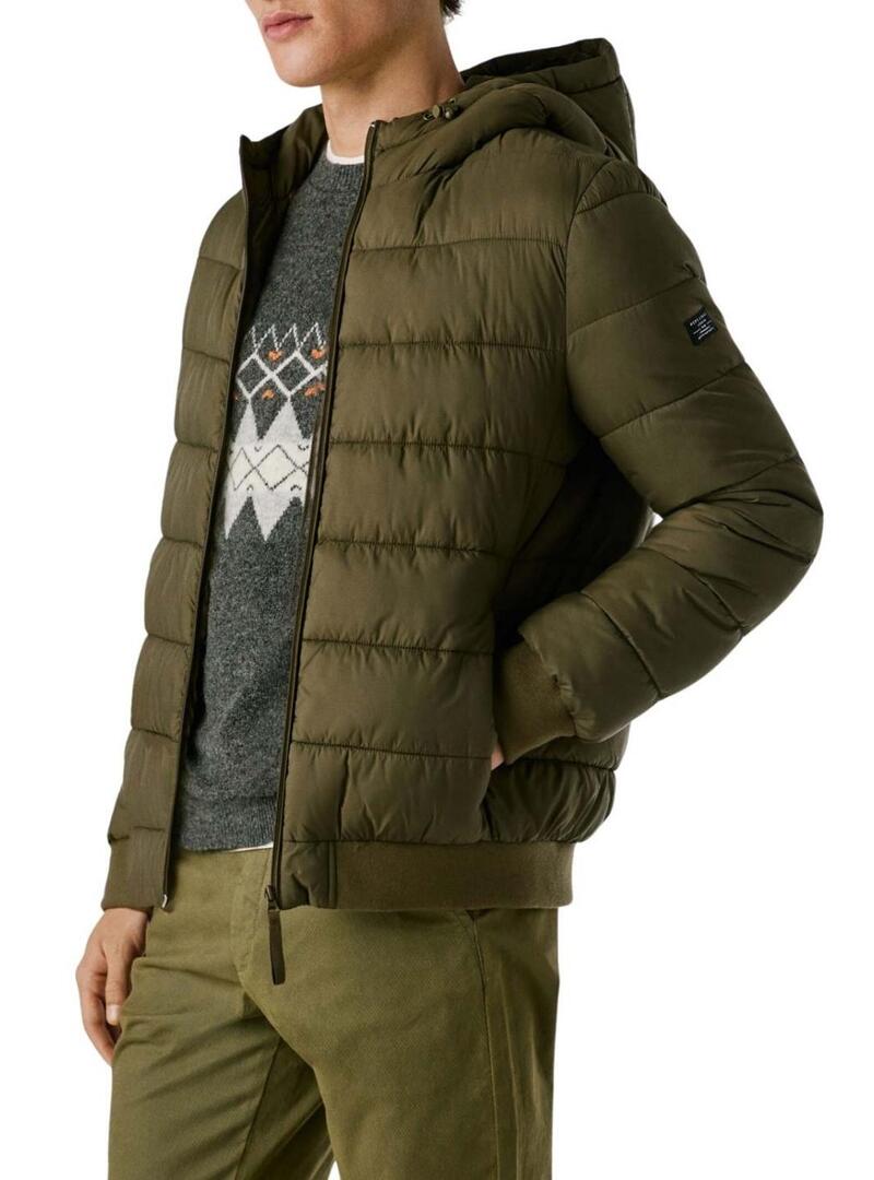 Giacca Pepe Jeans imbottita con cappuccio verde per uomo