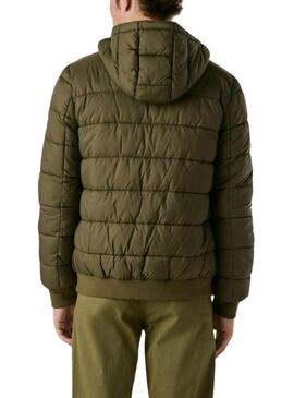 Giacca Pepe Jeans imbottita con cappuccio verde per uomo