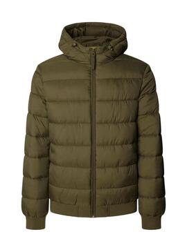 Giacca Pepe Jeans imbottita con cappuccio verde per uomo