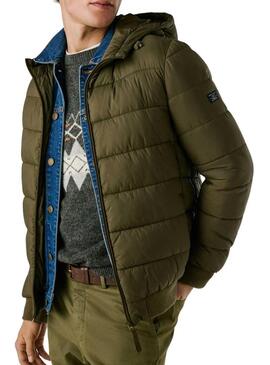 Giacca Pepe Jeans imbottita con cappuccio verde per uomo