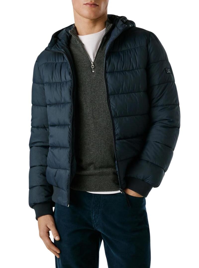 Giacca trapuntata con cappuccio Pepe Jeans blu scuro per uomo.