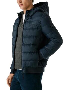 Giacca trapuntata con cappuccio Pepe Jeans blu scuro per uomo.