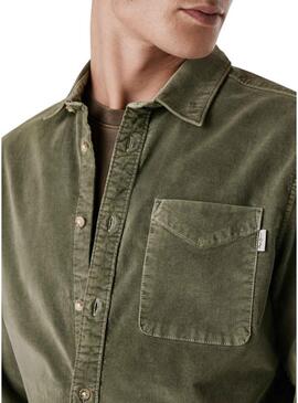 Camicia Pepe Jeans Clayton in velluto a coste verde per uomo