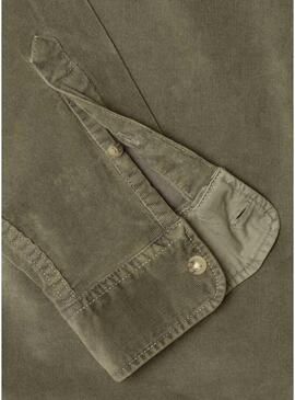 Camicia Pepe Jeans Clayton in velluto a coste verde per uomo