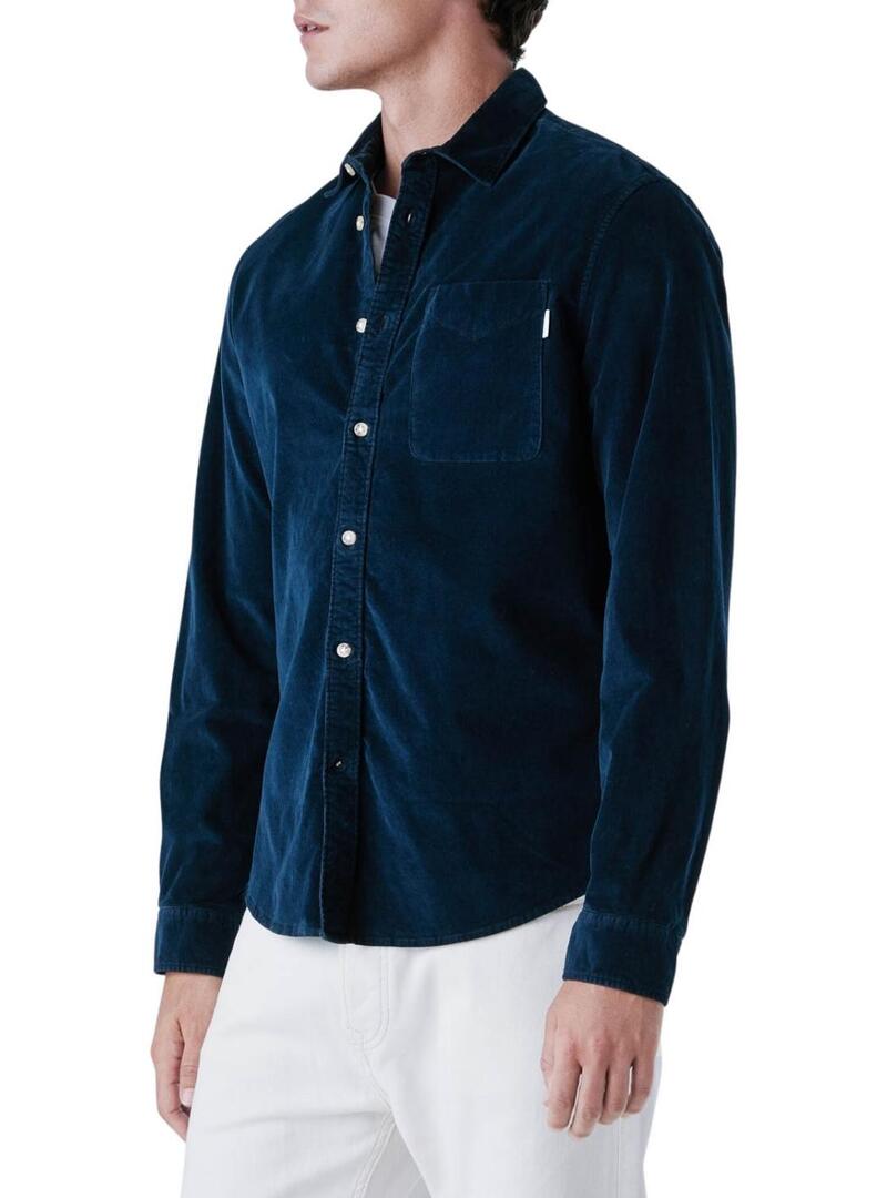 Camicia Pepe Jeans Clayton in velluto a coste blu navy per uomo