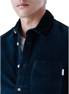 Camicia Pepe Jeans Clayton in velluto a coste blu navy per uomo