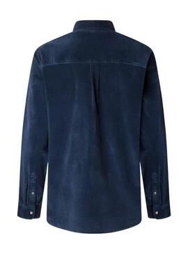 Camicia Pepe Jeans Clayton in velluto a coste blu navy per uomo