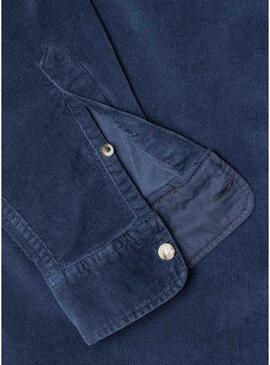 Camicia Pepe Jeans Clayton in velluto a coste blu navy per uomo